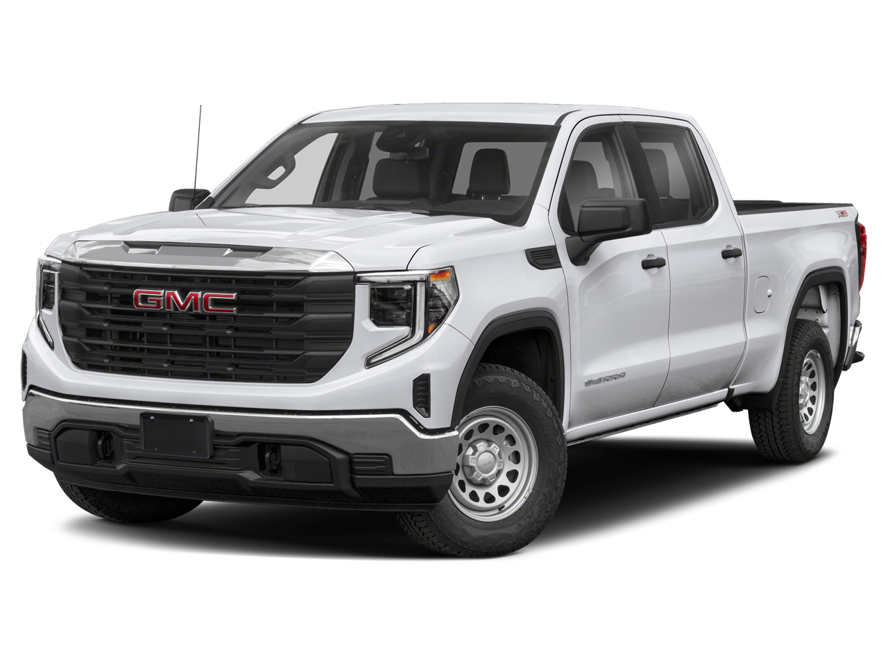 2023 GMC Sierra 1500 Denali Ultimate in White Frost Tricoat — front three-quarter view