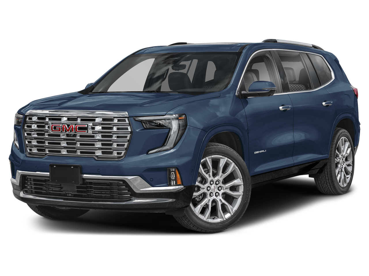 2024 GMC Acadia Denali in White Frost Tricoat — front three-quarter view