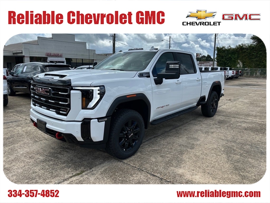 2025 GMC Sierra 2500 HD AT4 in Summit White — front three-quarter view