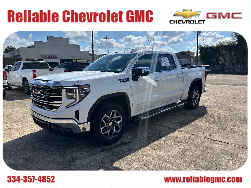 2024 GMC Sierra 1500 SLT in Summit White — front three-quarter view